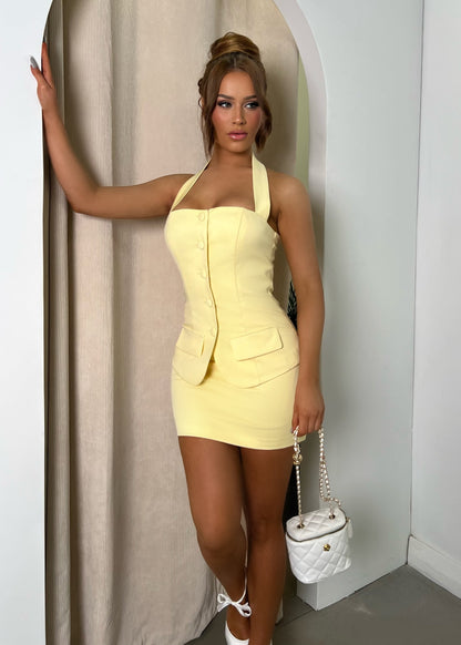 Modern Edge Mini Dress - Yellow