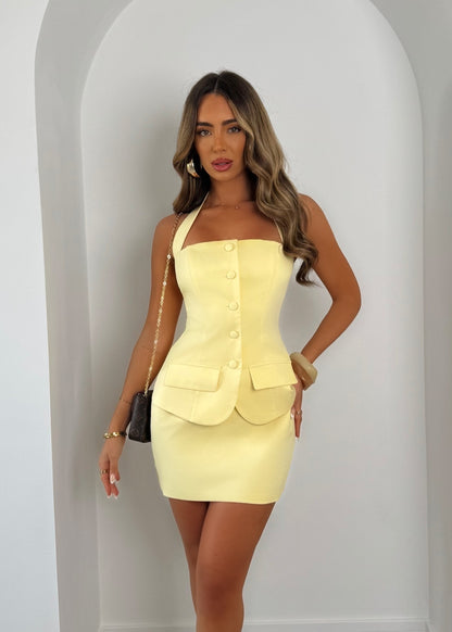 Modern Edge Mini Dress - Yellow