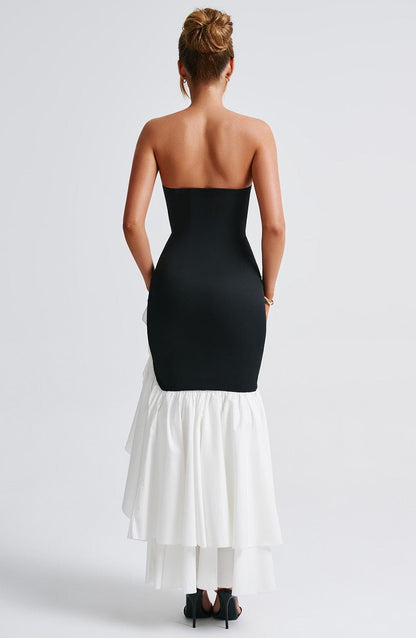 Abito Angelina Maxi Nero/Bianco