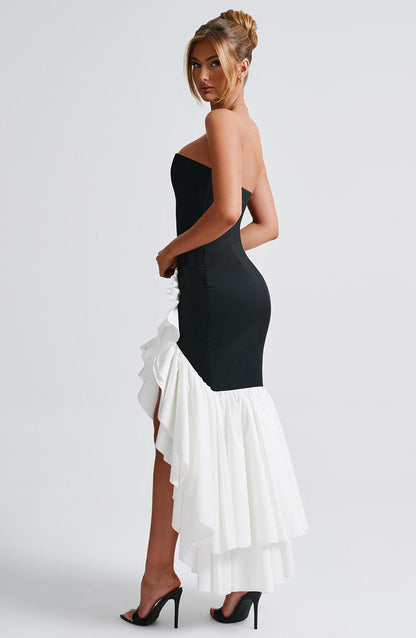 Abito Angelina Maxi Nero/Bianco