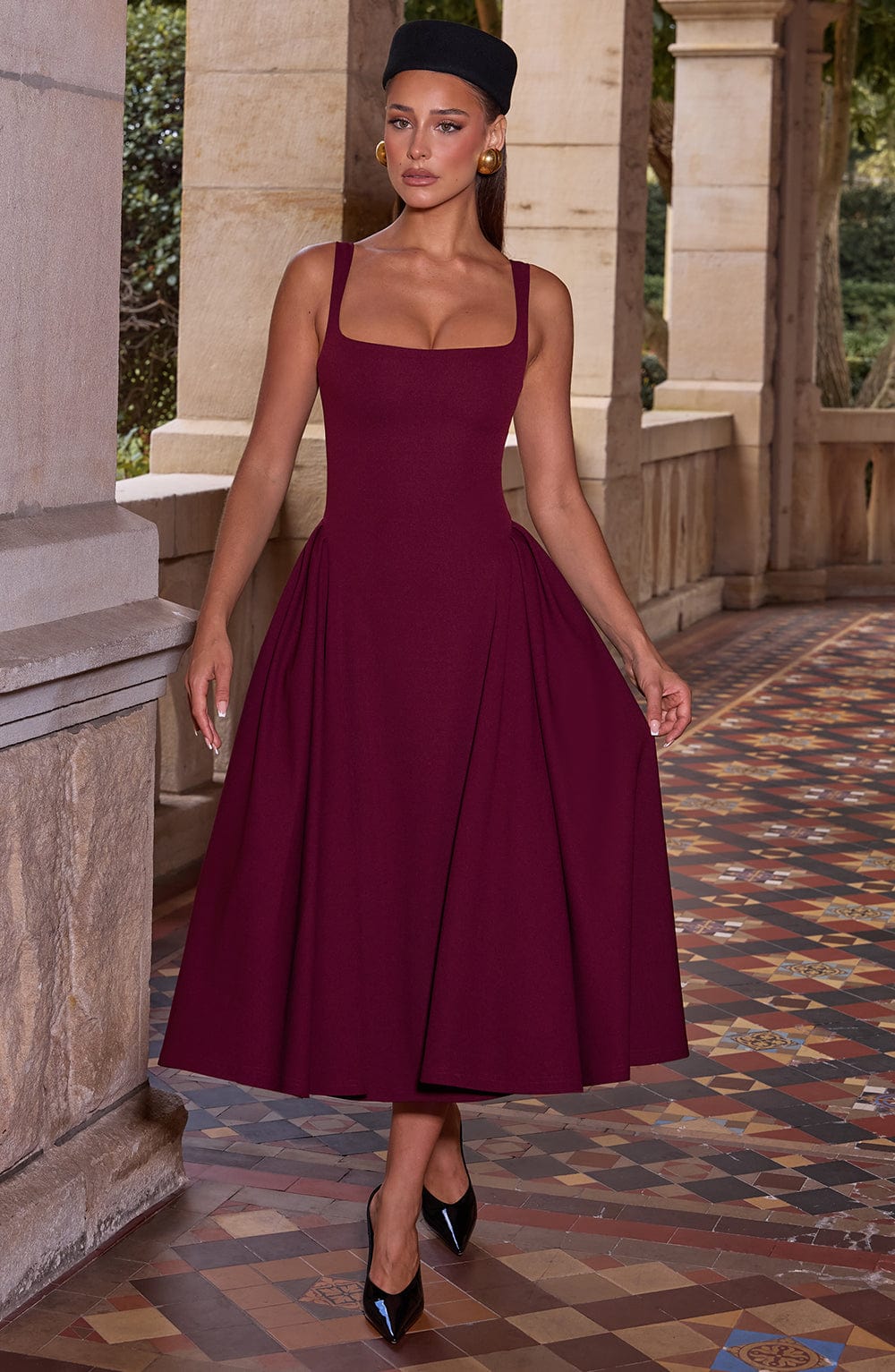 Vestito Midi in Cherry Lacquer