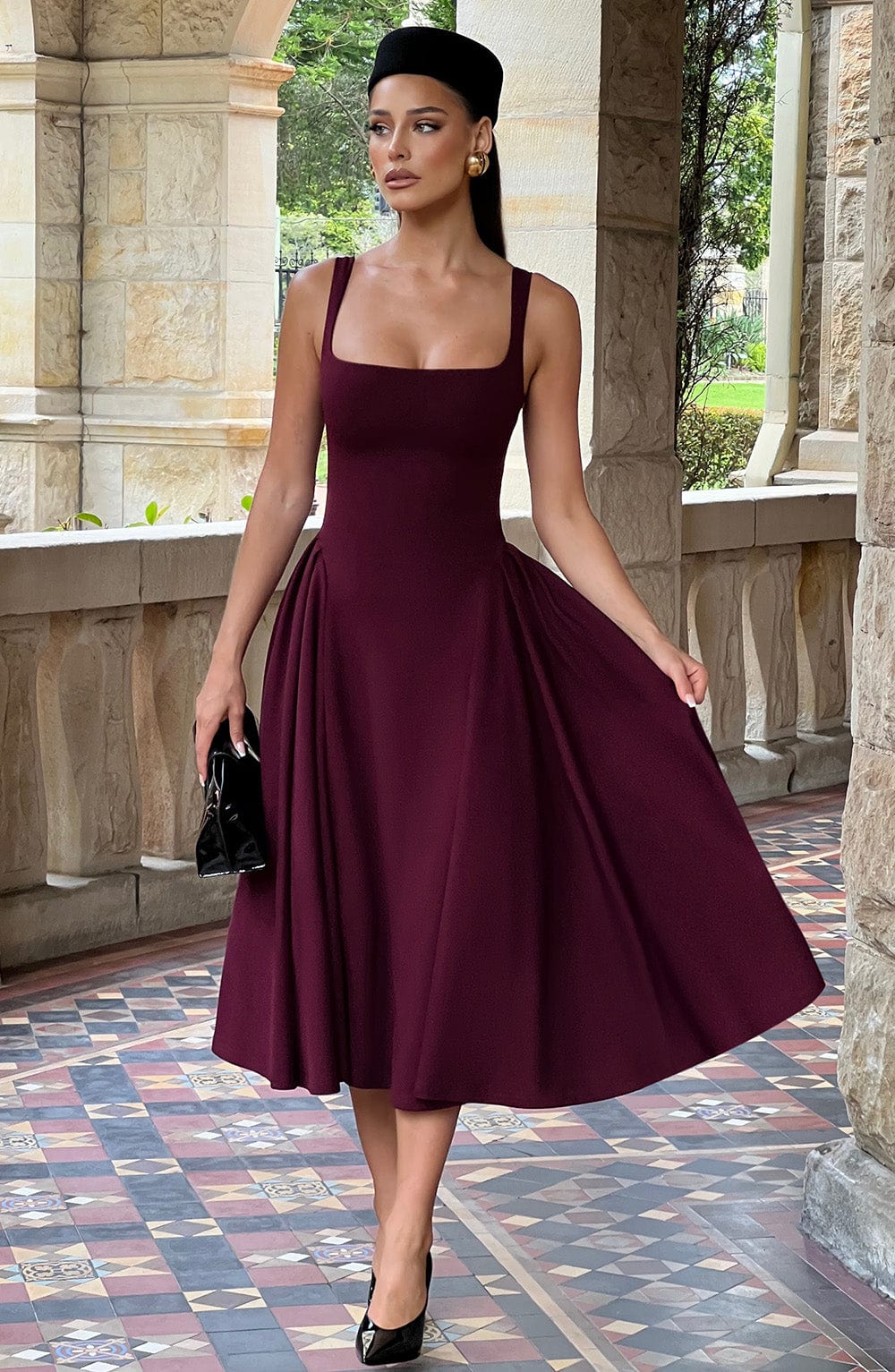 Vestito Midi in Cherry Lacquer