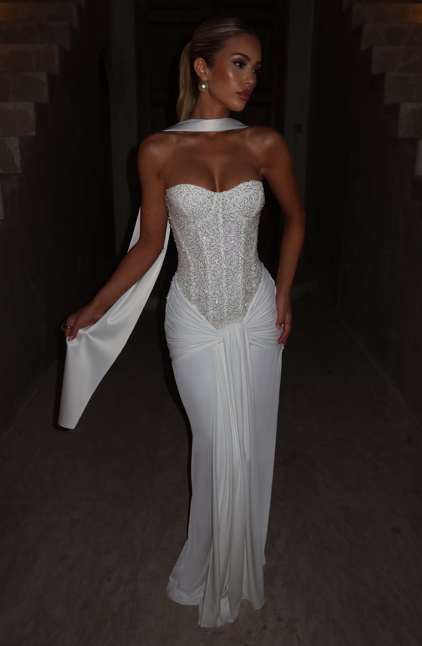 Carina Maxi Dress - Ivory Dress Babyboo Fashion Premium Exclusive Design