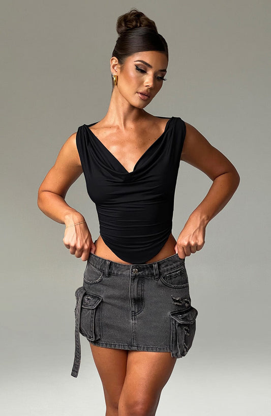 Maglia donna in seta nera