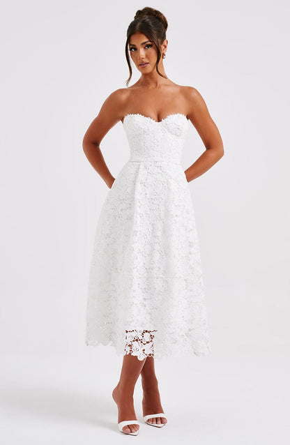 Vestito Ishani Midi Abito da Sera in Pizzo