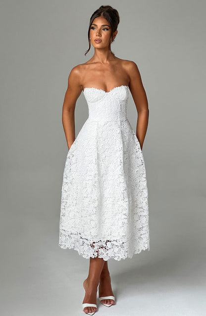 Vestito Ishani Midi Abito da Sera in Pizzo