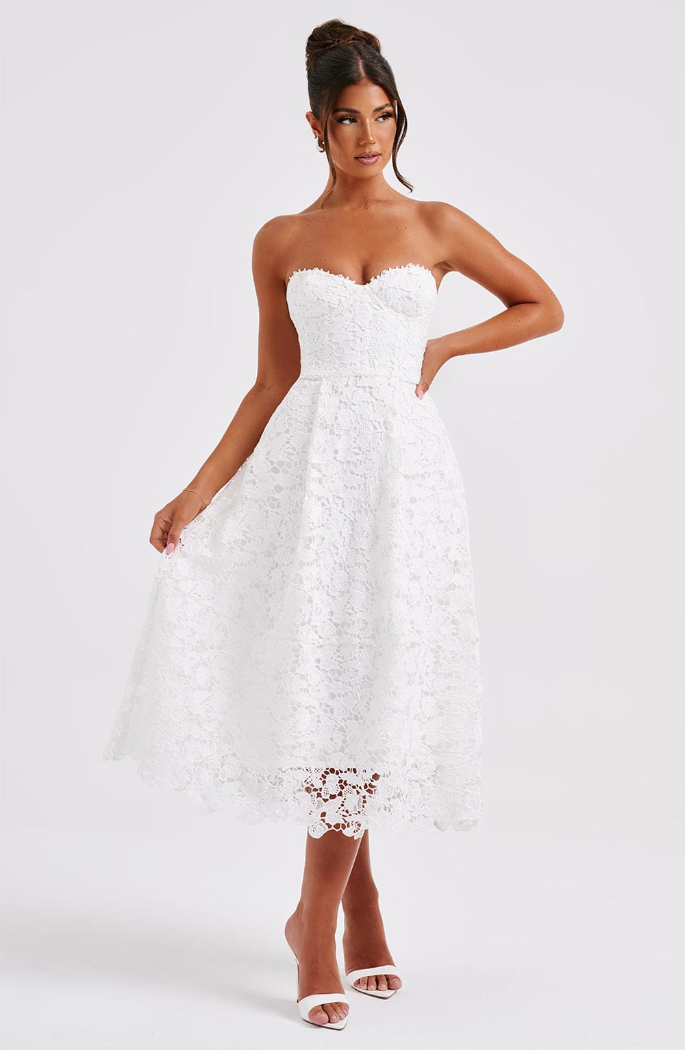 Vestito Ishani Midi Abito da Sera in Pizzo