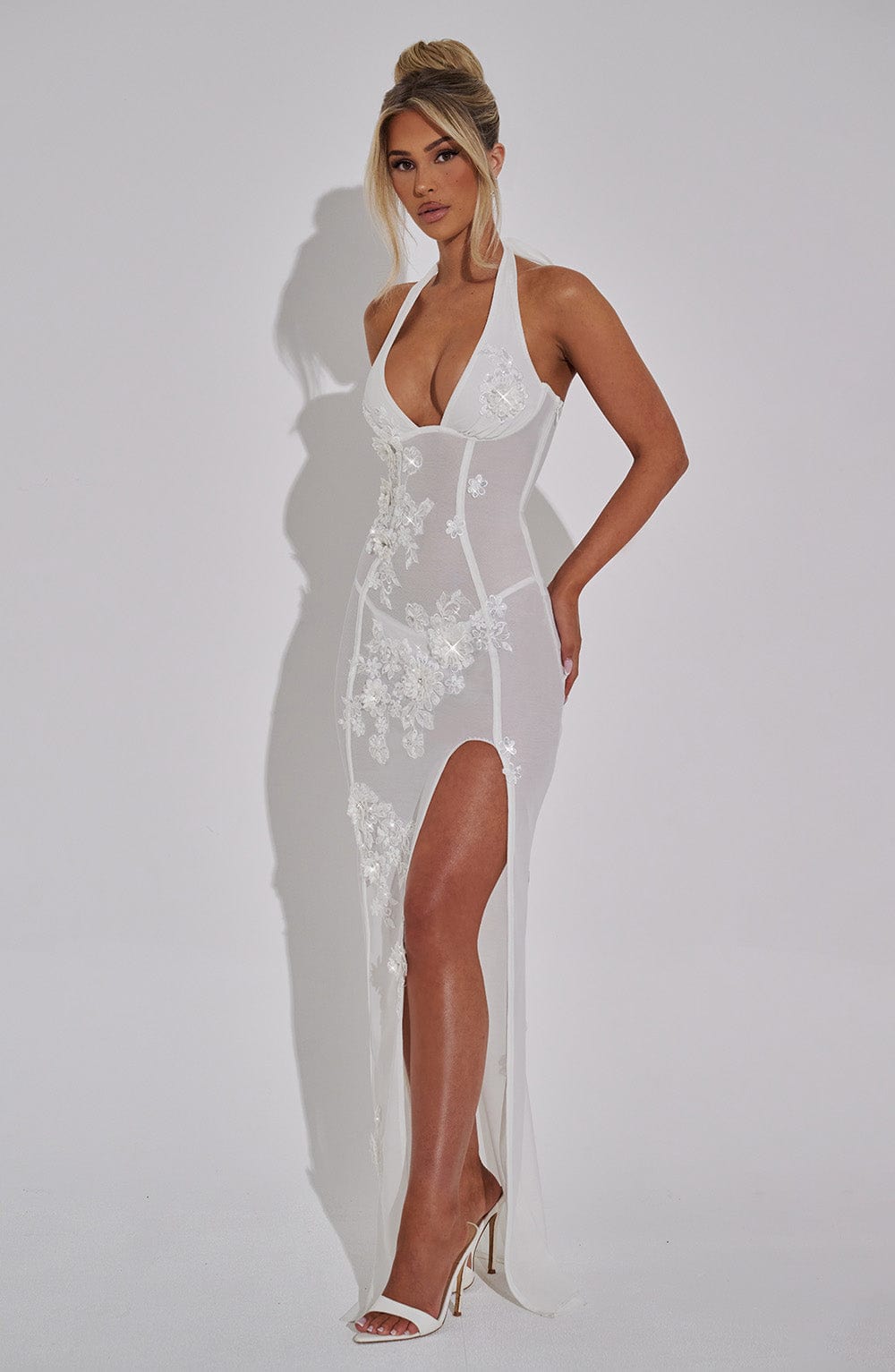 Abito Maxi in Pizzo Bianco