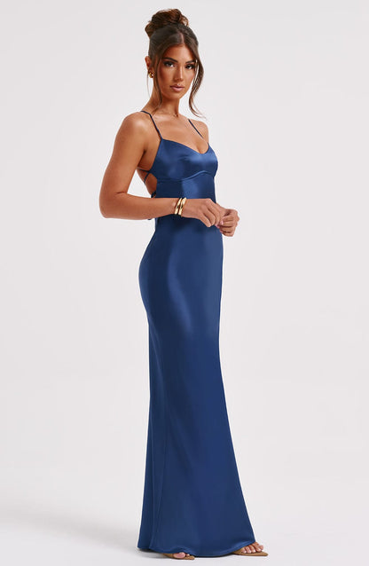 Abito Maxi Donna Blu Navy