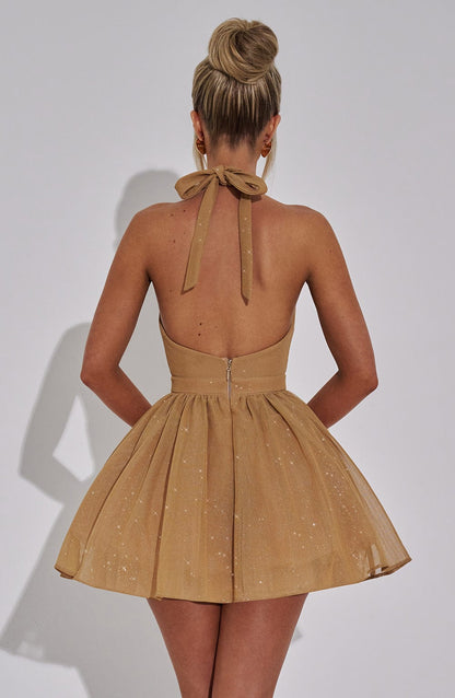 Vestito Mini Dorato Scintillante