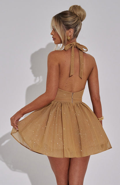 Vestito Mini Dorato Scintillante