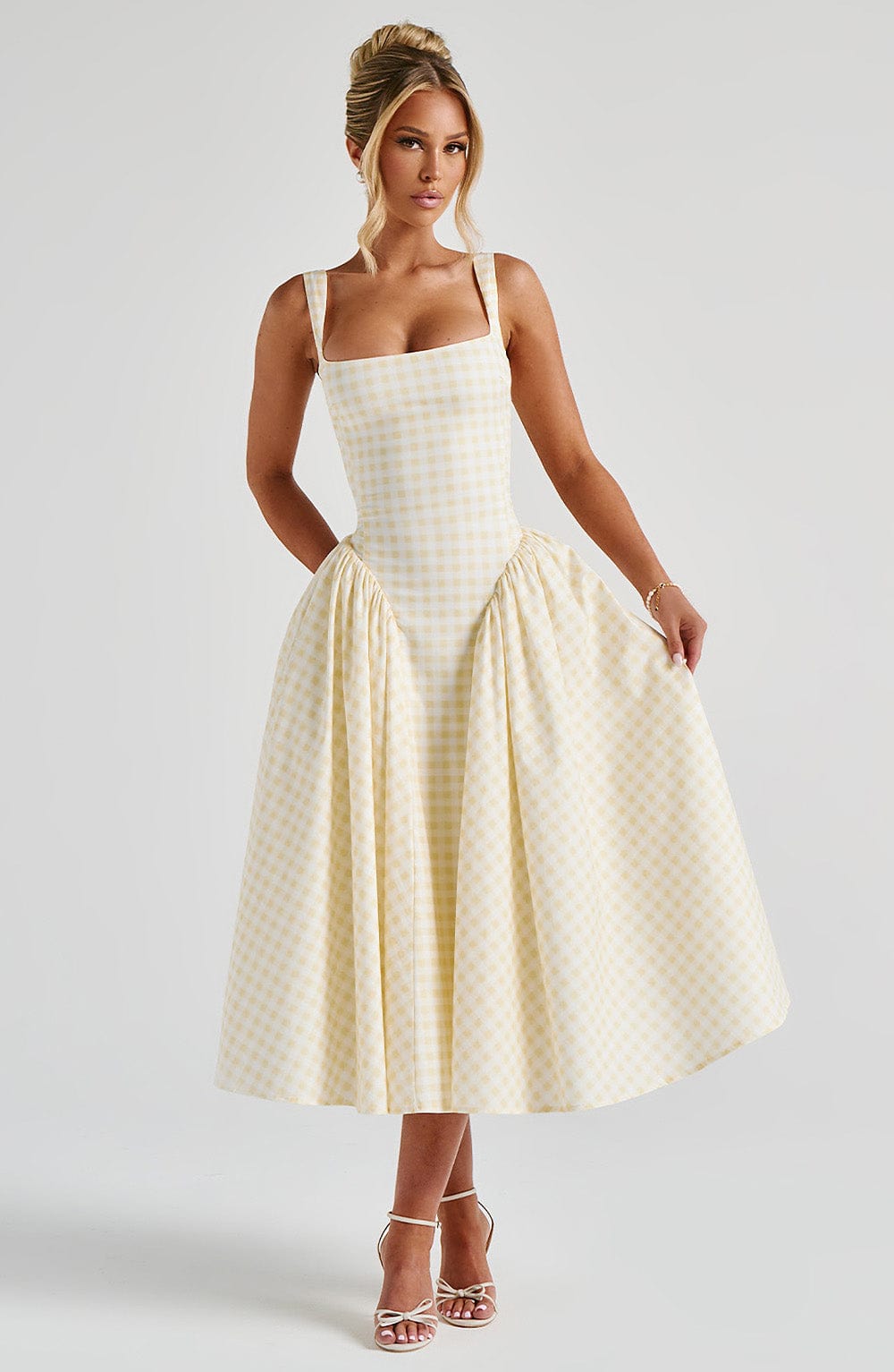 Abito Sherrie Midi Limone Gingham